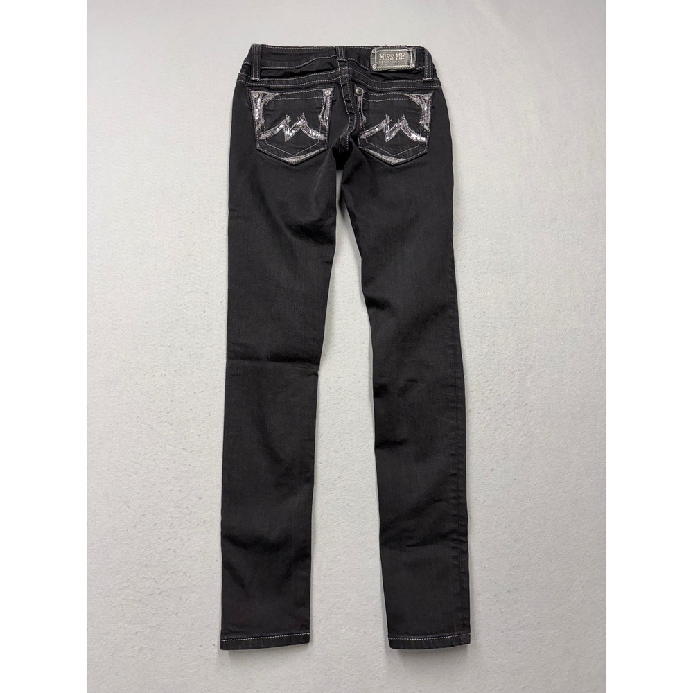 Miss Me Skinny Jeans Women 25 Black JD1066S3 Sequin Embellished Pockets Y2K
